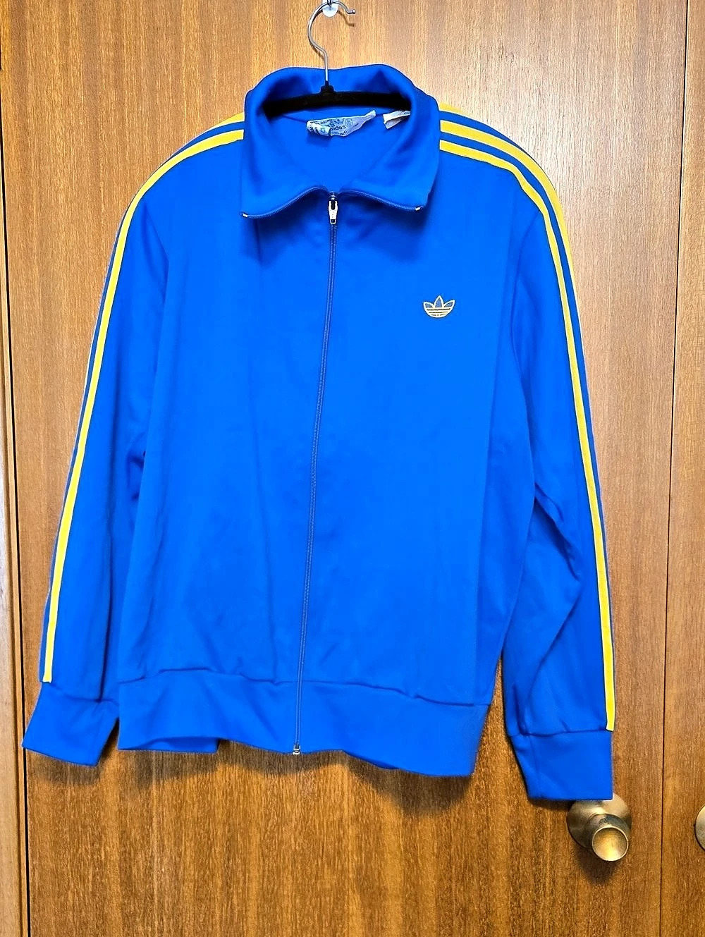 Vintage 80's Adidas Trefoil Track Jacket Blue Yellow CA 00411 Large